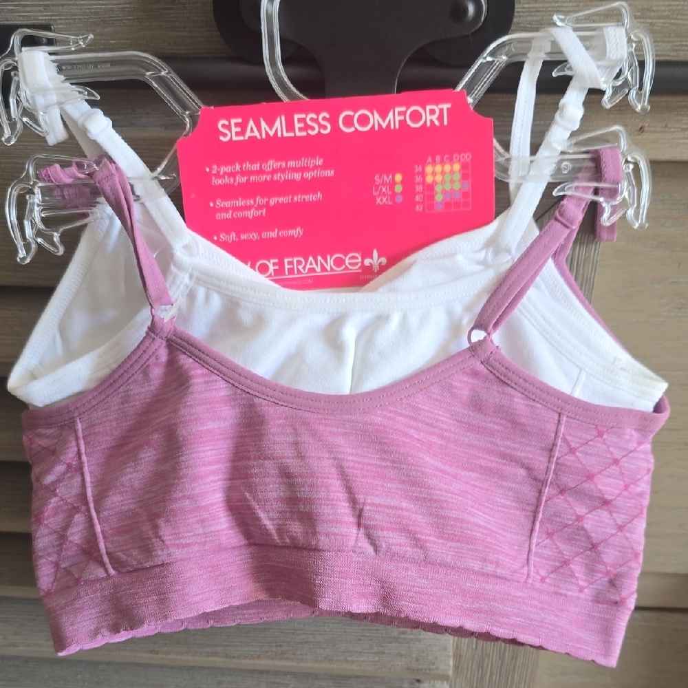Lily of France Seamless Comfort Bralette - Pink and White - Picture 9 of 14